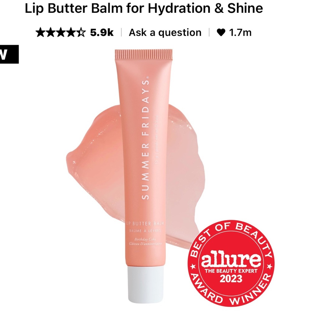 Summer Fridays Birthday Lip Butter Balm for Hydration & Shine.